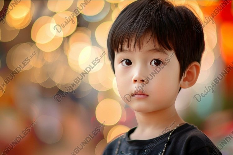 Innocent gaze of a child with bokeh background example image 1