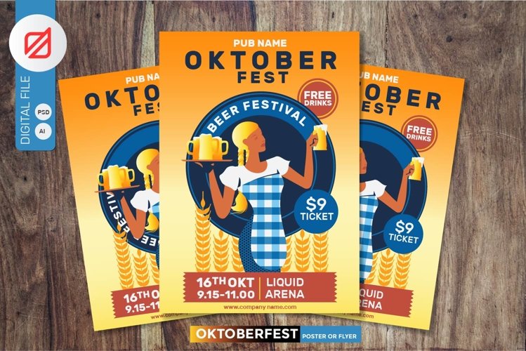 Oktoberfest Beer Party Poster or Flyer example image 1