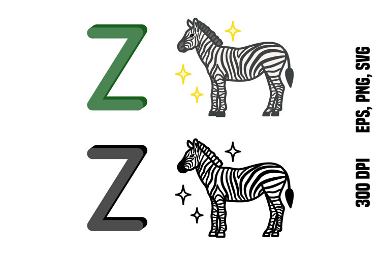 Letter Z and Zebra. Color and Line example image 1