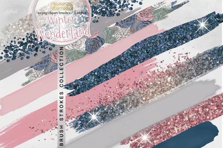 Winter Wonderland paint brush strokes collection