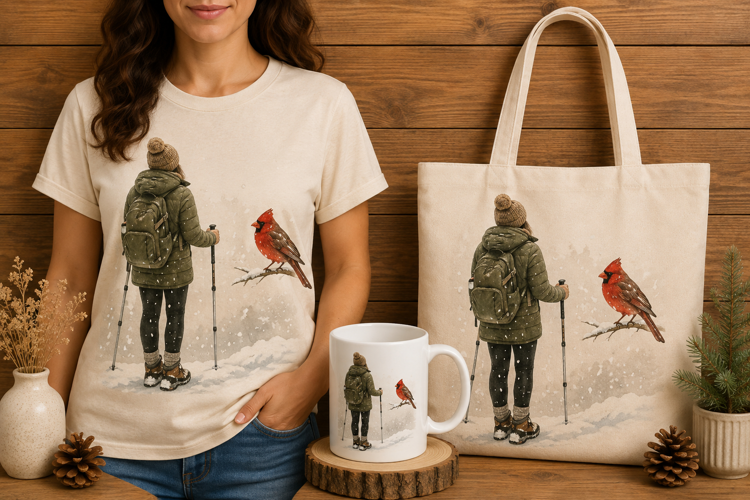 Winter Hiking Print Winter Wilderness Nature Wall Art