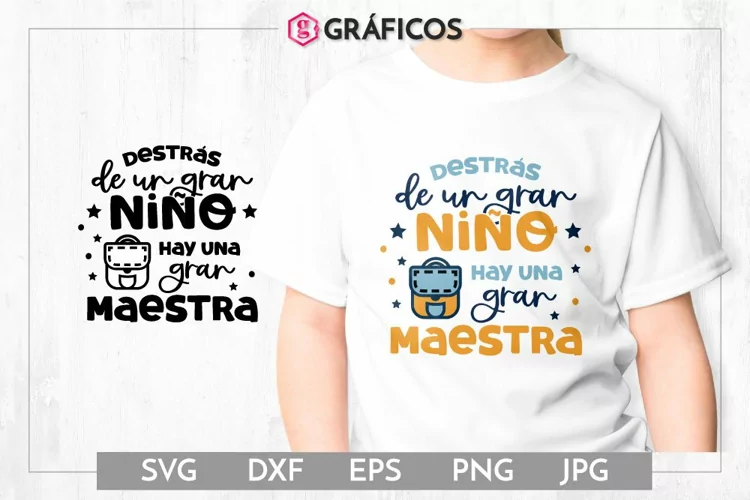 Detrás de un gran niño hay una gran maestra SVG