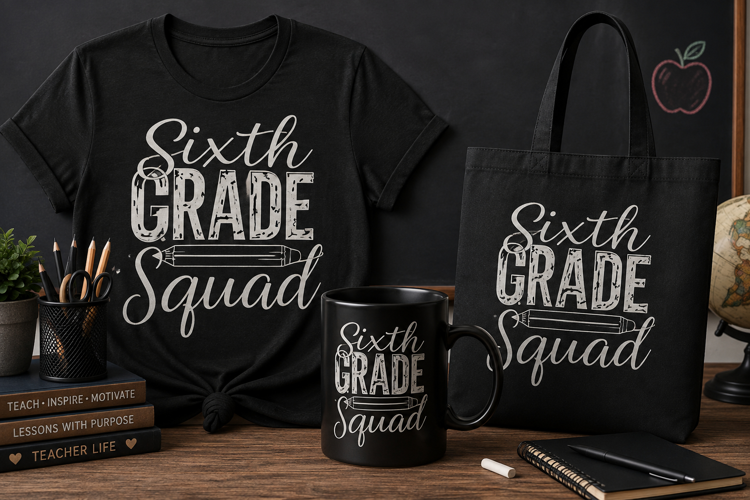 Sixth Grade Squad PNG | Middle School Teacher Design