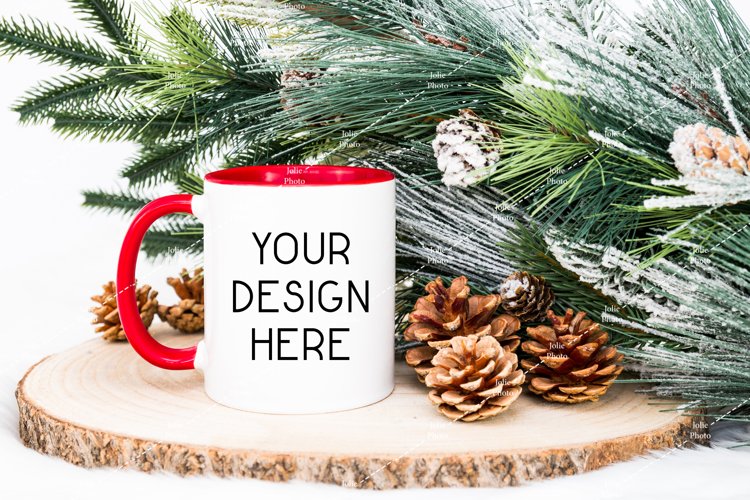 Mug Mockup Christmas 11 Oz White Coffee Cup Red Handle example image 1