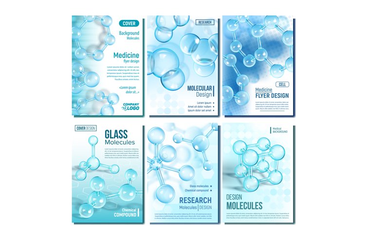 Scientific Dna Research Cover Design Set Vector