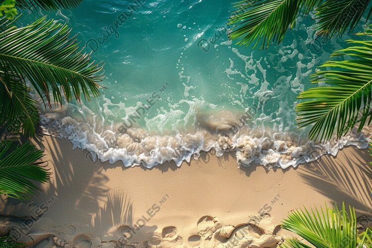 Aerial view turquoise ocean. Summer background. High photo example image 1