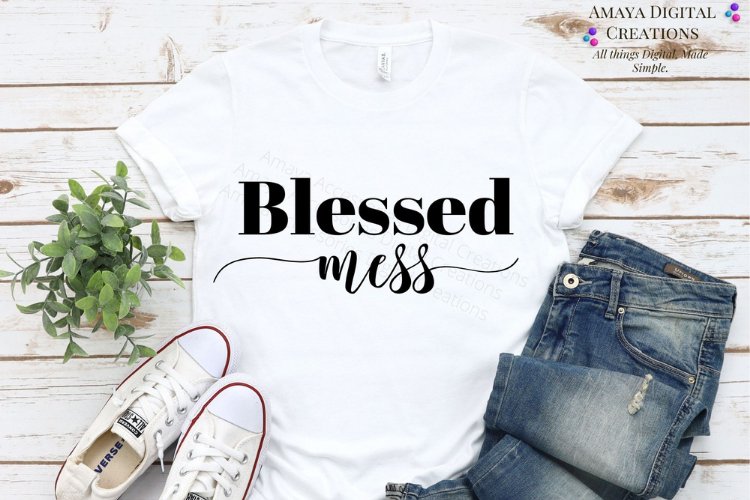 Blessed Mess SVG,Home Sign SVG,Rustic Home Sign, Instant example image 1