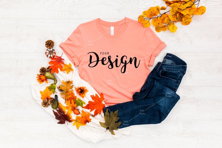 Bella Canvas 3001 Sunset T-shirt Mockup for Fall example image 1