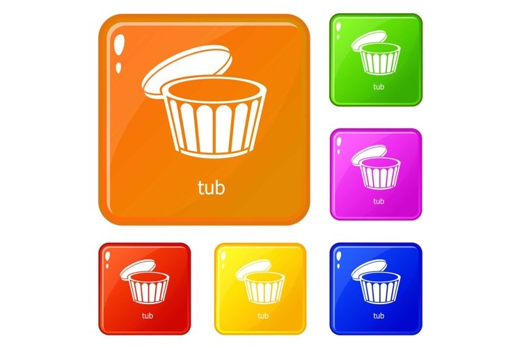 Tub icons set vector color example image 1