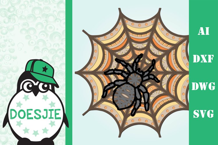 3d spiderweb with spider Halloween multi layer mandala example image 1