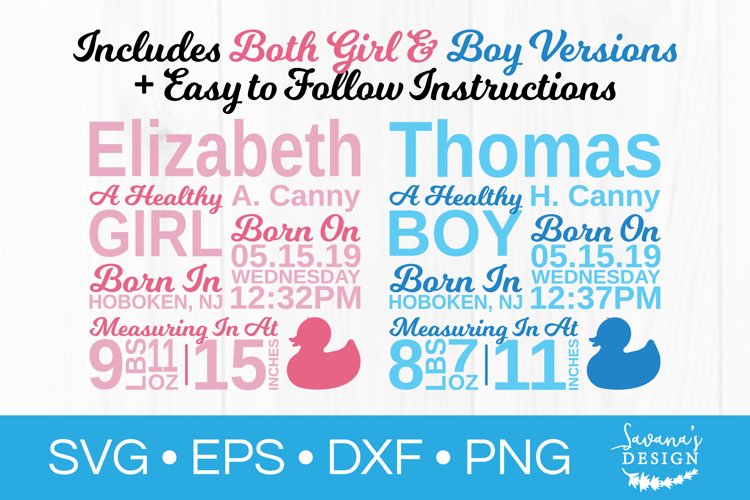 Free SVGs download - Birth Stats SVG Cut File Announcement Newborn Baby Nursery | Free Design Resources