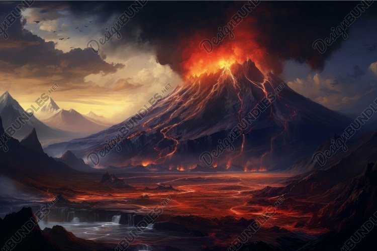 Dusk Example Majestic volcanic eruption at dusk (4303348)