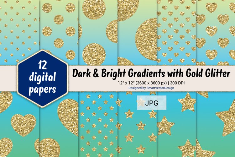 Polka Dot, Hearts, & Stars - Gradients with Gold Glitter #14 example image 1