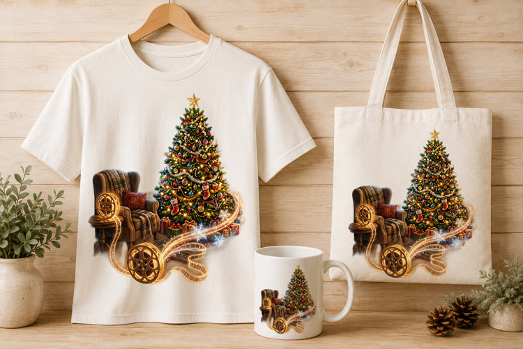 Magical Christmas Living Room Movie Night Art