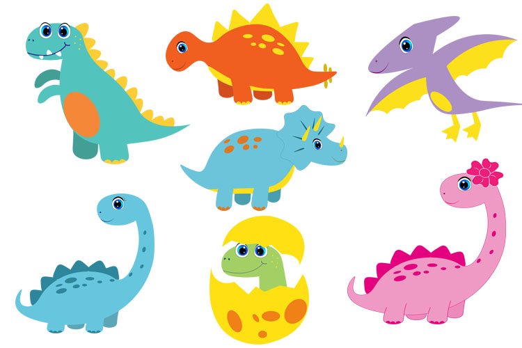 Cute Dinosaur Bundle svg, cute dino svg, clipart, funny dino example image 1