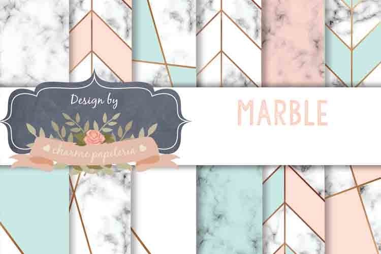 Mint and Blush Marble Digital Paper, Gold Mint Blush Marble example image 1