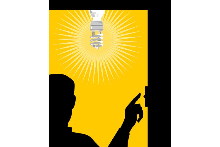 Man Switching On Lighting Bulb