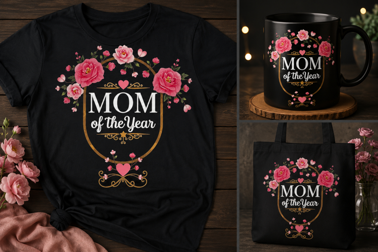 Mom of the Year PNG | Floral Mother’s Day Quote Design