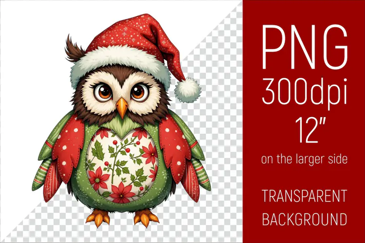 Christmas Owl PNG | Christmas Sublimation Design