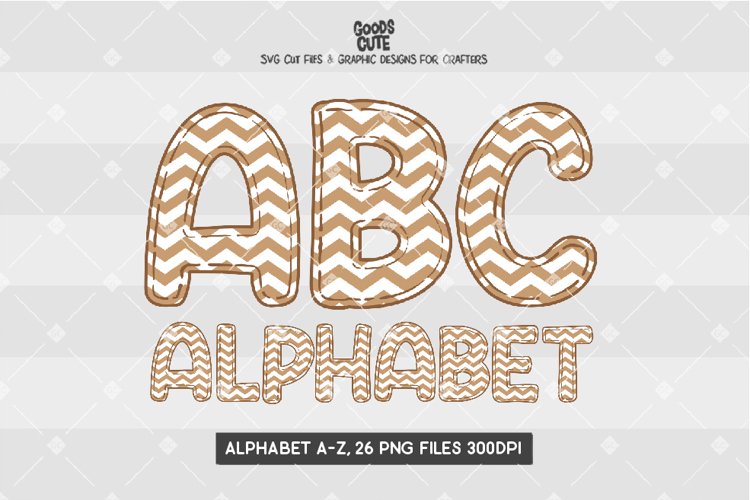 Brown Pastel Zigzag Alphabet - Sublimation PNG example image 1