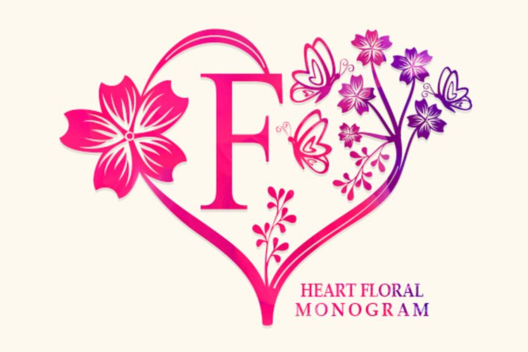 Heart Floral Monogram example image 1