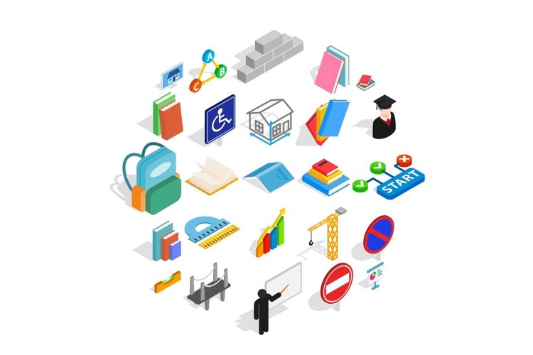 Professor icons set, isometric style example image 1