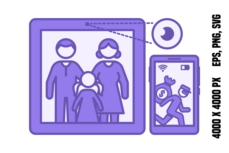 Purple Smart Home Security Camera Icon