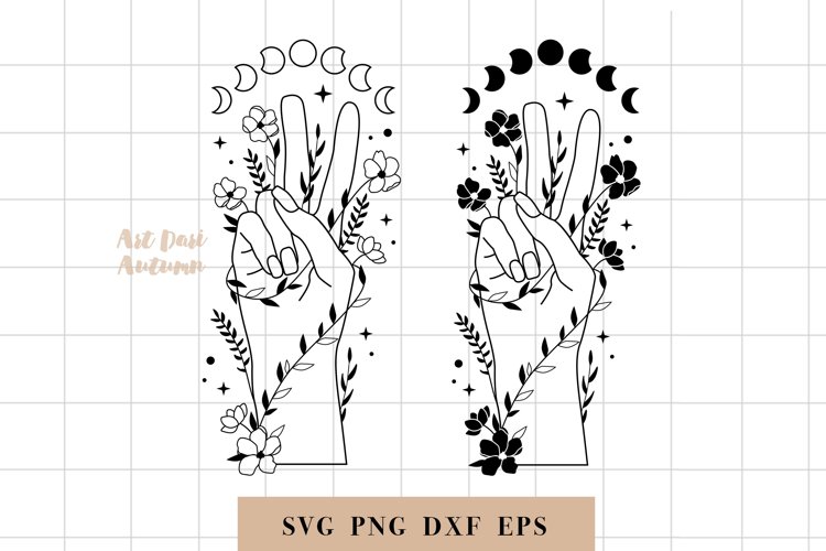 Peace sign SVG, Wildflower svg, Peace and Moon Svg design