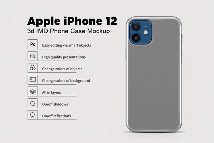 Apple iPhone 12 3d Phone Case Mockup Back View example image 1