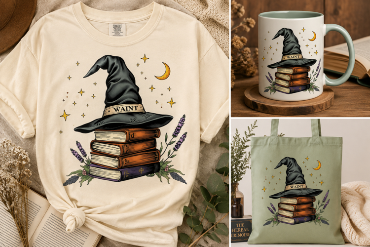 Witch Hat PNG | Magical Books, Moon & Lavender Halloween