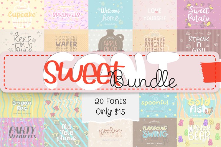 SWEET Font Bundle - 20 Cute & Quirky Handwritten Fonts example image 1