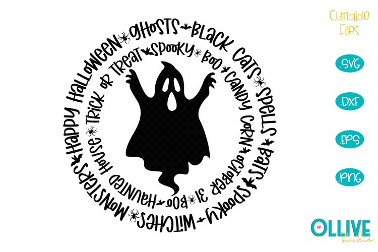 Halloween Word Art Ghost SVG example image 1