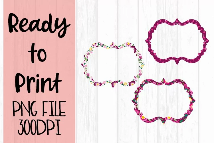 Bright Pink Patchwork Frames Ready to Print