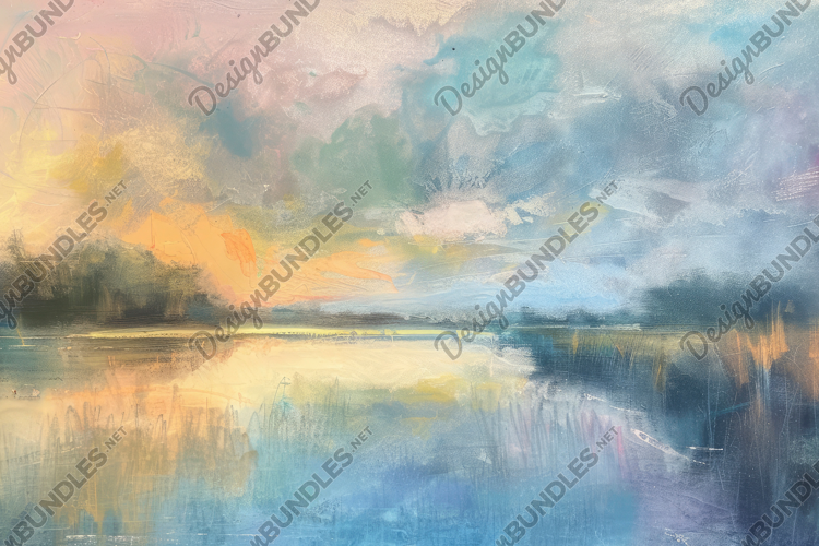 Serene Lake Painting Background Wallpaper