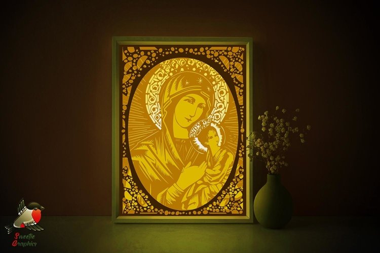 Mother of God Russian Icon Lightbox Shadow Box SVG Template example image 1