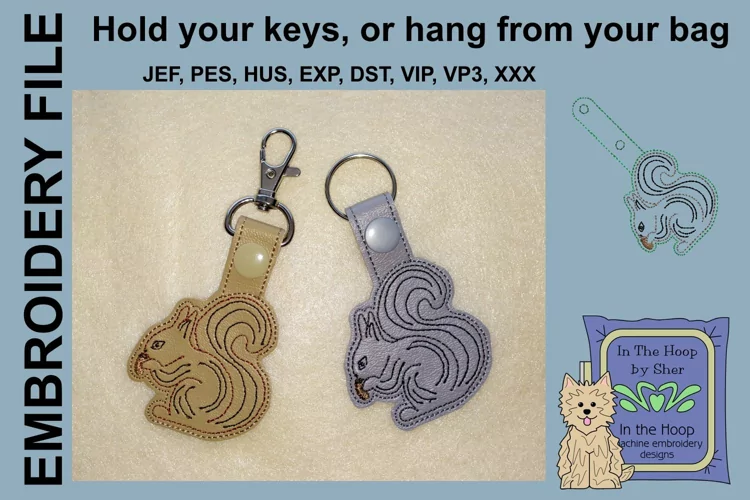 ITH Squirrel Key Fob - Embroidery Design