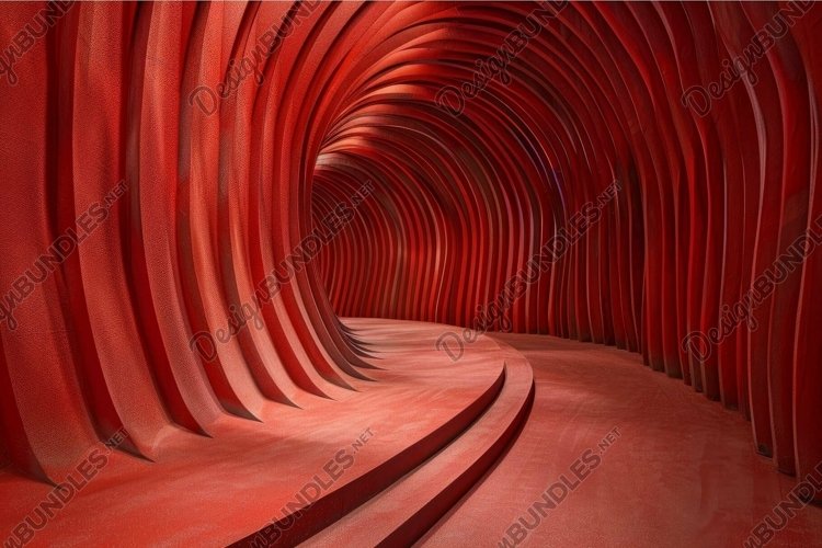 Red wavy tunnel creating a perspective illusion example image 1