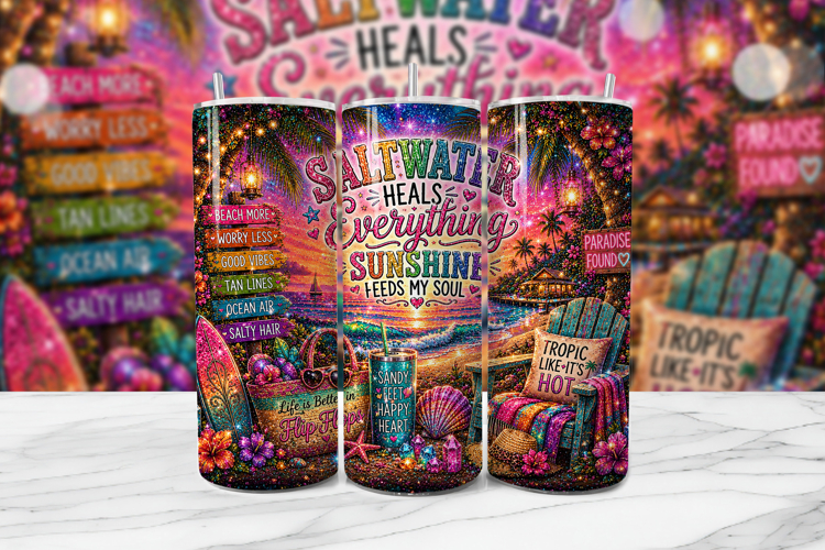 Saltwater Heals Everything Beach Wrap