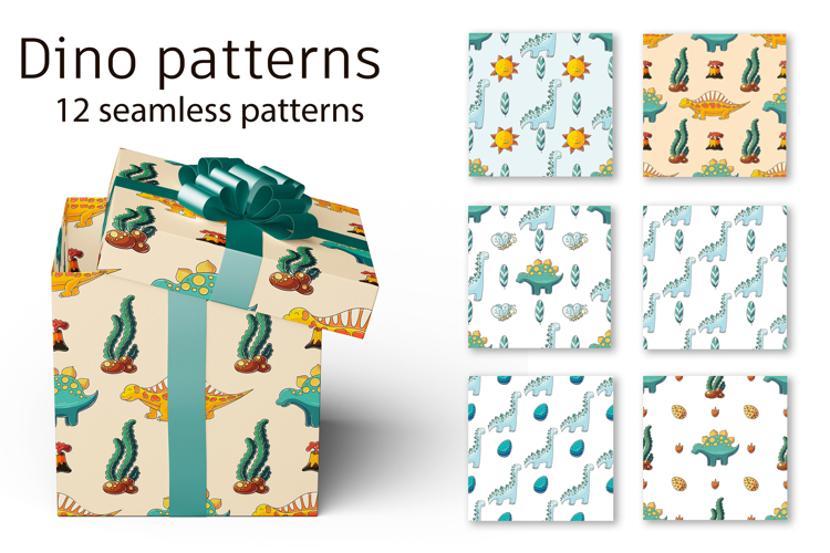Cute funny dinosaur pattern. Print for boys. Dinosaur
