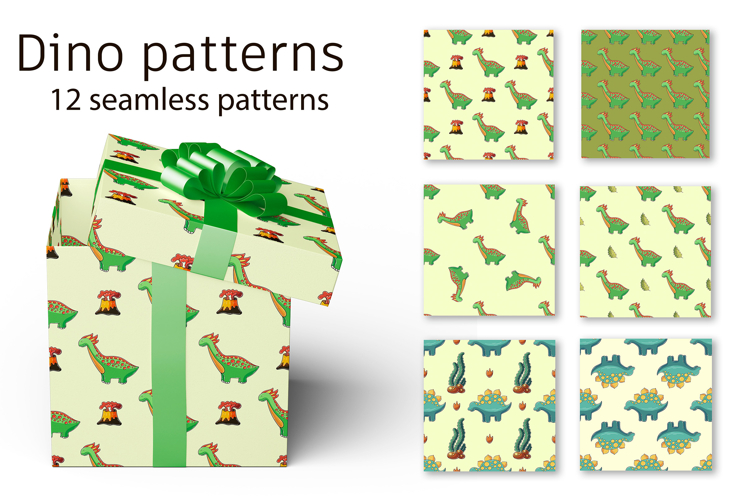 Cute funny green dinosaur pattern. Print for textile, fabric
