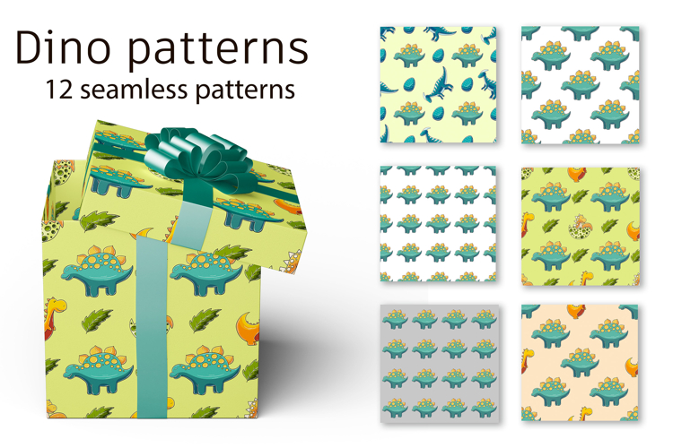 Cute funny kids dinosaur pattern. Colorful dinosaur