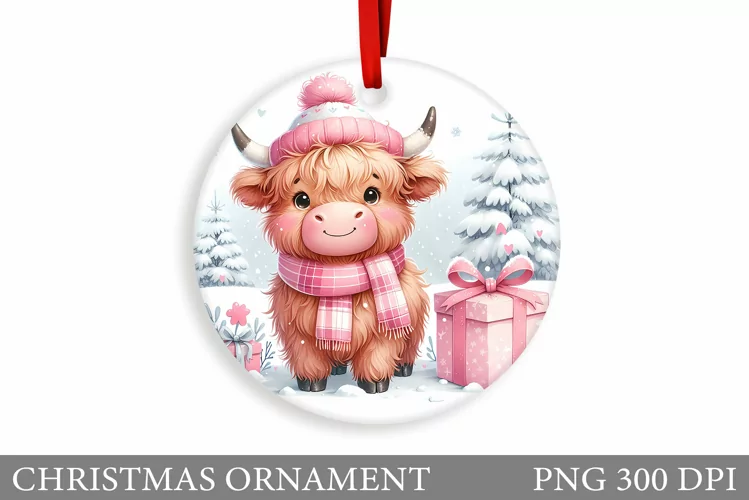 Highland Cow Christmas Ornament. Christmas Ornament Design