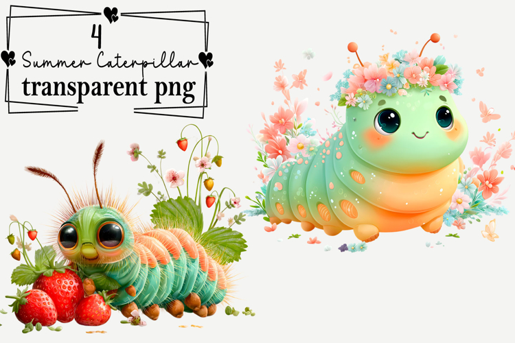 Whimsical Caterpillar PNG Clipart Watercolor PNG