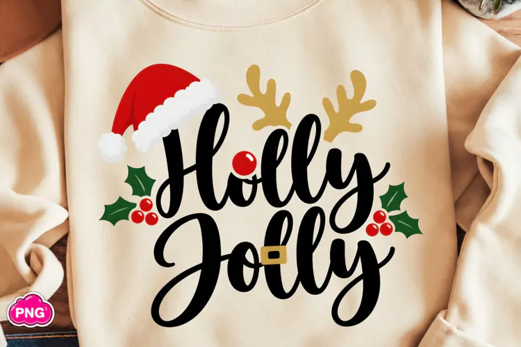 Holly Jolly PNG, Coquette Merry Christmas PNG, Christmas PNG