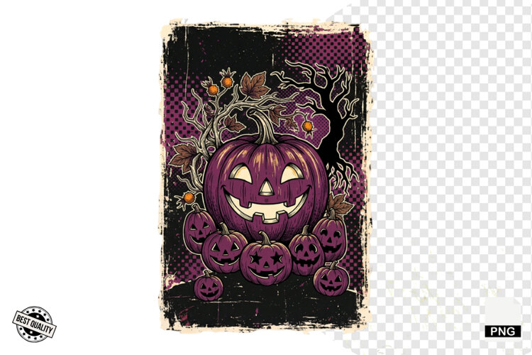 Distressed Vintage Halloween Design Clipart example image 1