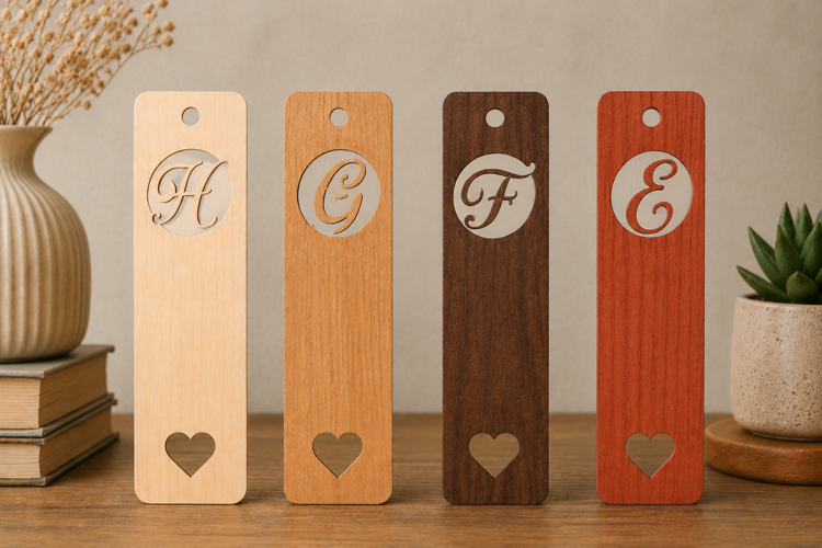 Custom Initial Wooden Bookmark Personalized Letter