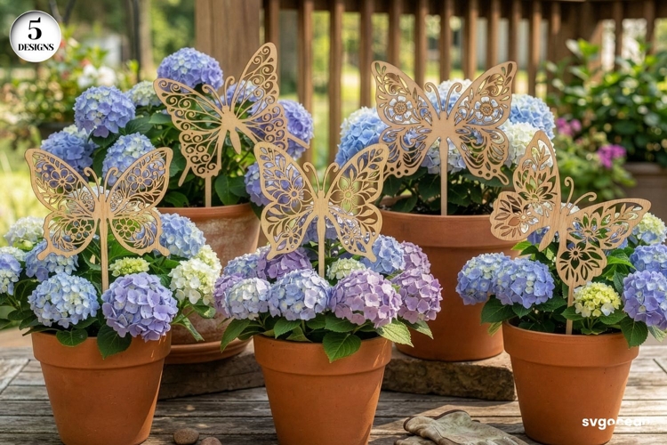 Butterflies Garden Stakes SVG Bundle | Glowforge | Laser Cut