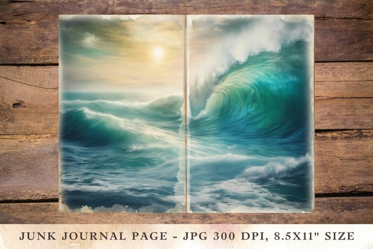 Printable Junk Journal Pages ocean sea wave 2
