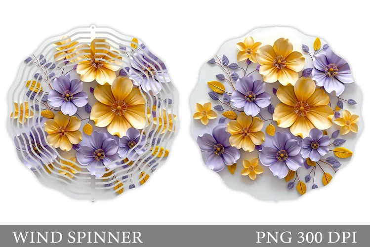 Flowers Spinner Sublimation. 3D Flowers Wind Spinner