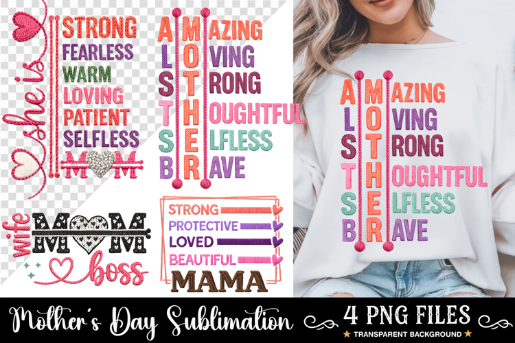Mothers Day PNG, She is Mom PNG, Faux Yarn Mama PNG, Mother